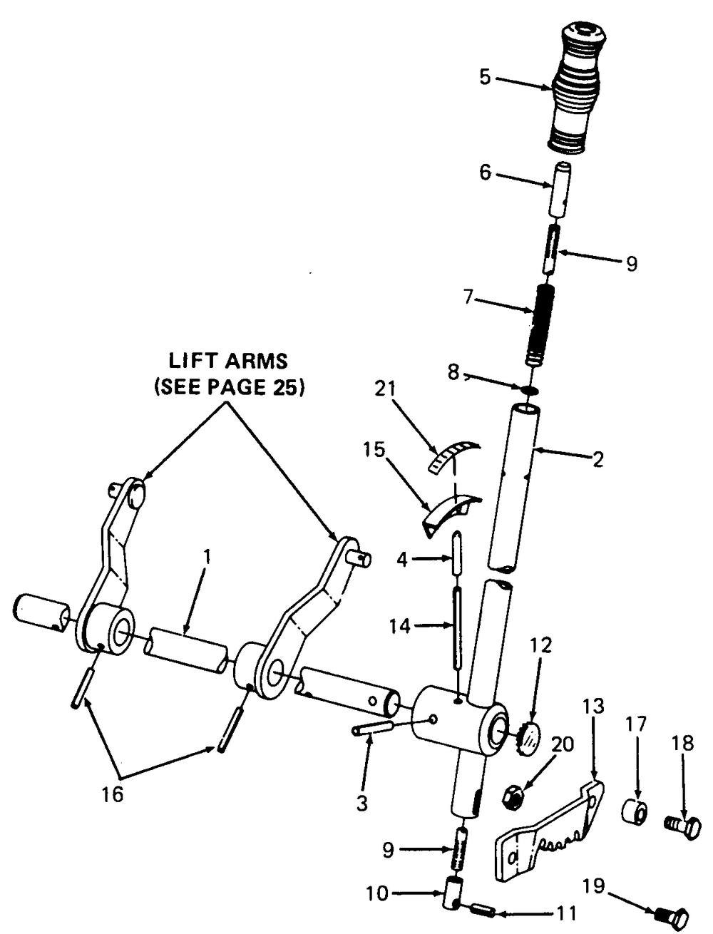 Implement Lift Handle Diagram and Parts List for 1105 0350039U-135292100-135292399-136292100 Cub Cadet Lawn Tractor